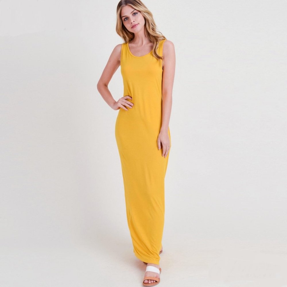 Long Maxi Dress | Mustard Yellow | Various Sizes